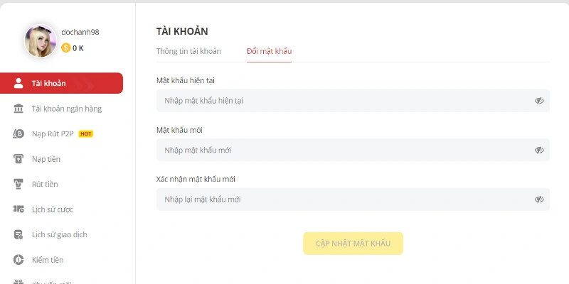 Hãy thay đổi mật khẩu của bạn ít nhất mỗi 3 tháng một lần tại May88